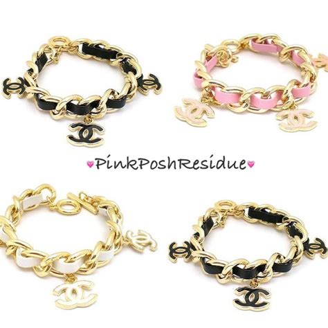 pink chanel bracelet with chanel charm|chanel inspired charms for bracelets.